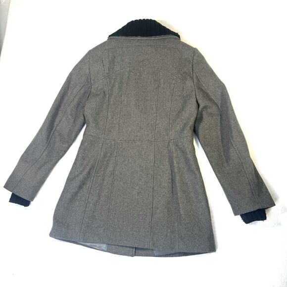 Calvin Klein Women's Gray And Black Wool Blend Mid-Length Coat Size 6 - Picture 3 of 12